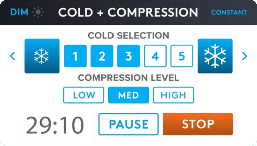 NICE1 touchscreen with cold and compression controls